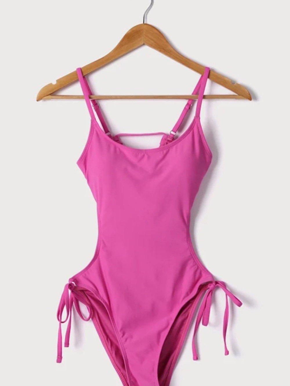 NWOT Lulus Tidal Wave Hot Pink Strappy Backless One-Piece Swimsuit